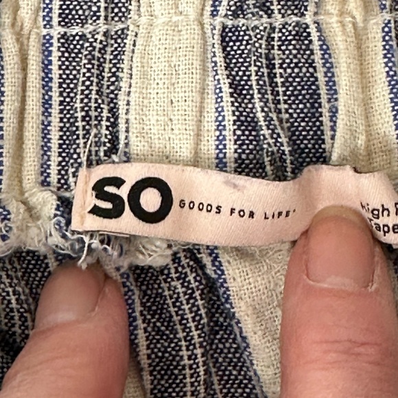 SO Goods for Life Linen High Rise Tapered Pull On Elastic Waist Striped Pants - Picture 4 of 6